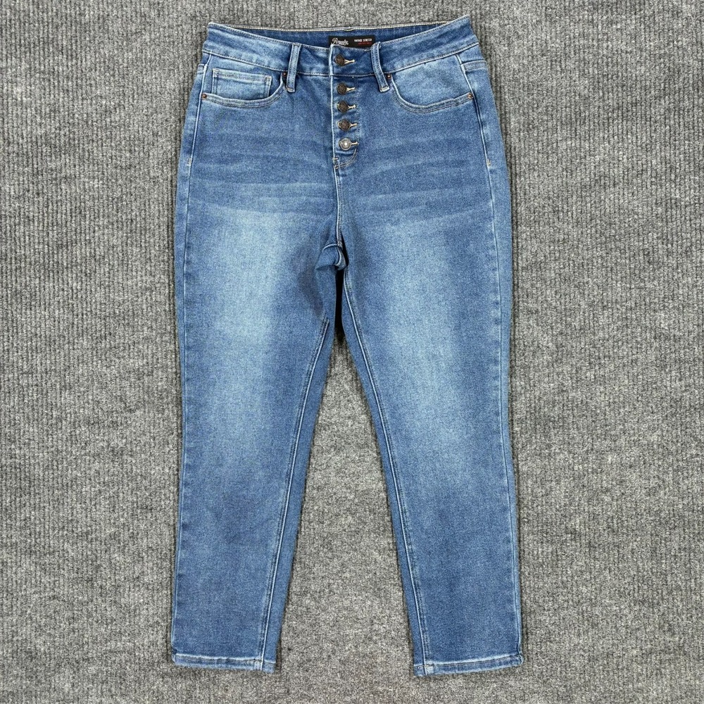 Royalty For Me Vintage Stretch Mid Rise Ankle Jeans Womens‎ W30" Blue Button Fly